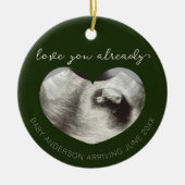 妊娠告知Ultrasound Keepsakeハート セラミックオーナメント (正面)