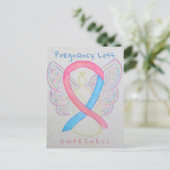 妊娠喪失認識度リボンカスタムポストカード ポストカード (スタンド正面)