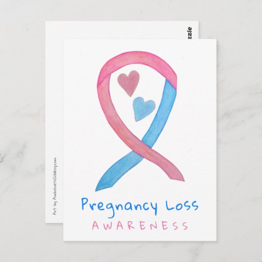 妊娠喪失認識 リボンアート ポストカード (正面/裏面)