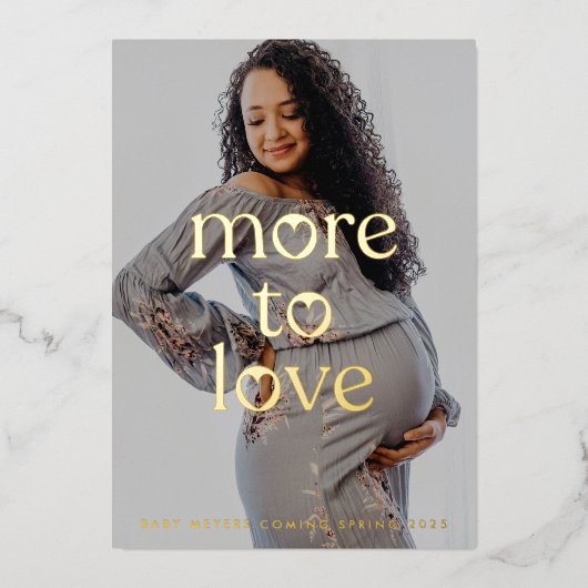 妊娠妊婦の写真金箔の発表 箔招待状 (正面)