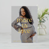 妊娠妊婦の写真金箔の発表 箔招待状 (立ち正面)