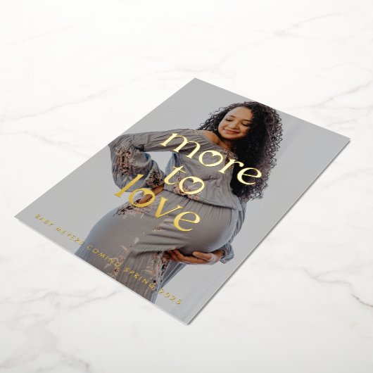 妊娠妊婦の写真金箔の発表 箔招待状 (回転した状態)