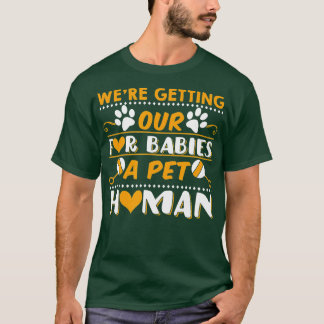 妊娠妊婦の毛皮のベビーネコ犬Hを期待 Tシャツ