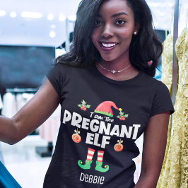 妊娠小妖精や小人ファミリー一致のクリスマス名おもしろい Tシャツ