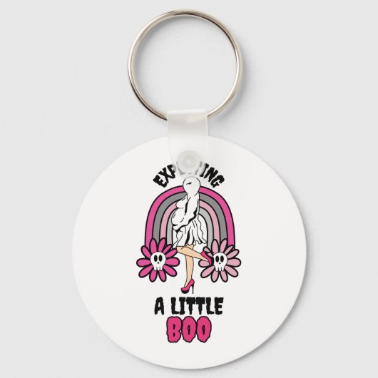 妊娠幽霊ピンク小さなブーを期待 キーホルダー (正面)