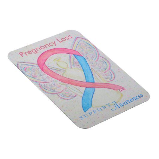 妊娠損失認識度リボンエンジェルアートマグネット マグネット (右側)