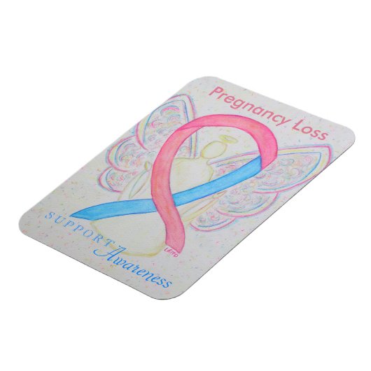 妊娠損失認識度リボンエンジェルアートマグネット マグネット (左側)
