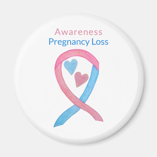 妊娠損失認識度リボンハートアートマグネット マグネット (正面)