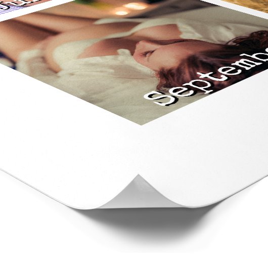 妊娠旅行フォトコラージュと引用文ハート ポスター (角)