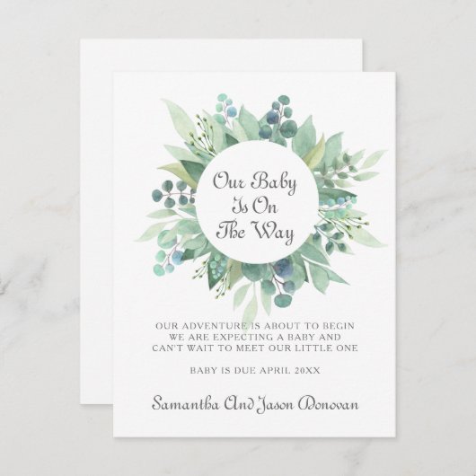 妊娠水の色の緑の発表 案内状 (正面/裏面)