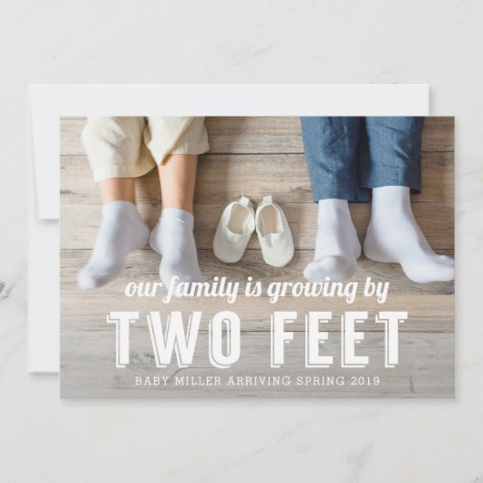 妊娠発表による二つの足による成長 案内状 (正面)