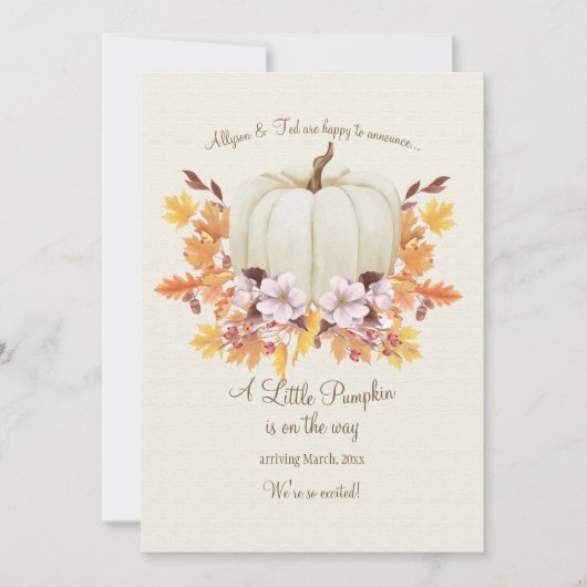 妊娠発表の途中の小さなかぼちゃ 案内状 (正面)