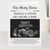 妊娠発表を期待する新聞ベビー カード (正面)