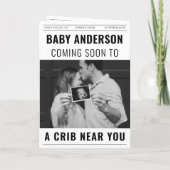 妊娠発表を期待する新聞ベビー 招待状 (裏面)