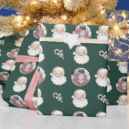 妊娠発表サンタカスタムフォトクリスマス ラッピングペーパー