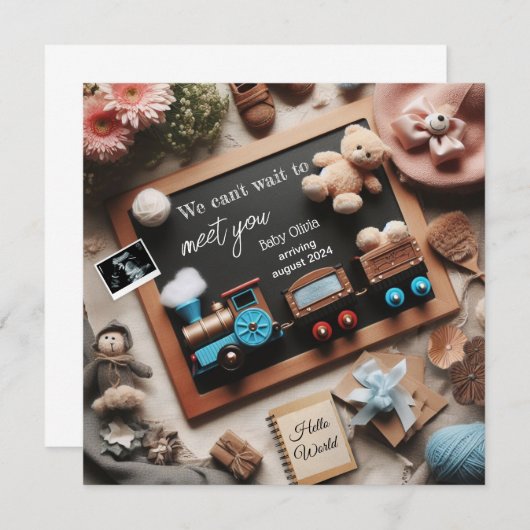 妊娠発表列車をテーマにしたソーシャルメディア 案内状 (正面/裏面)