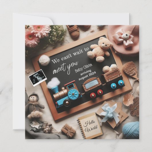 妊娠発表列車をテーマにしたソーシャルメディア 案内状 (正面)