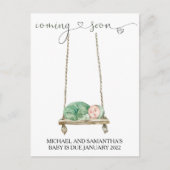 妊娠発表水カラーベビー乳児 ポストカード (正面)