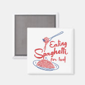 妊娠発表 イタリア人ママがスパゲッティを食べる マグネット (正面/裏面)