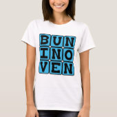 妊娠発表 オーブンにパン(ブルー) Tシャツ (正面)
