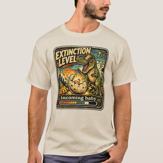 妊娠発表 面白いパパ ベビーお披露目 Tシャツ (正面)