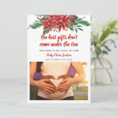 妊娠祝日発表|ポインセチア写真 招待状 (スタンド正面)