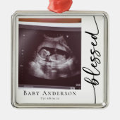 妊娠賛美スキャン写真形容認酒 メタルオーナメント (正面)