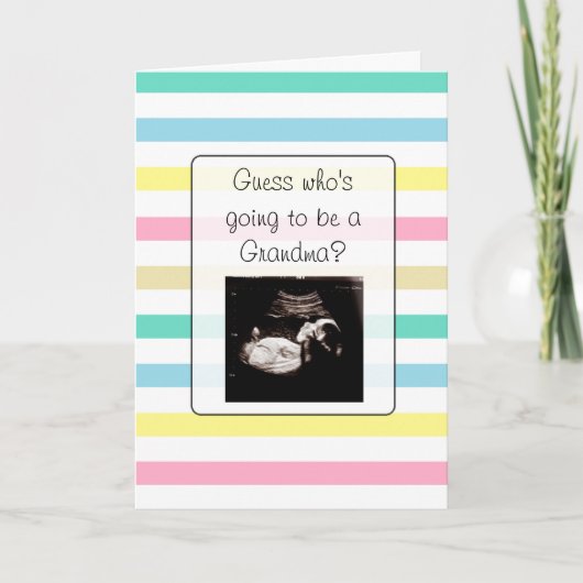 妊娠超音波写真おばあちゃんの発表 カード (正面)