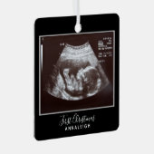 妊娠超音波写真初めてのクリスマス休日 メタルオーナメント (正面右)