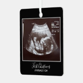 妊娠超音波写真初めてのクリスマス休日 メタルオーナメント (正面左)