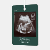 妊娠超音波写真初めてのクリスマス休日 メタルオーナメント (正面左)