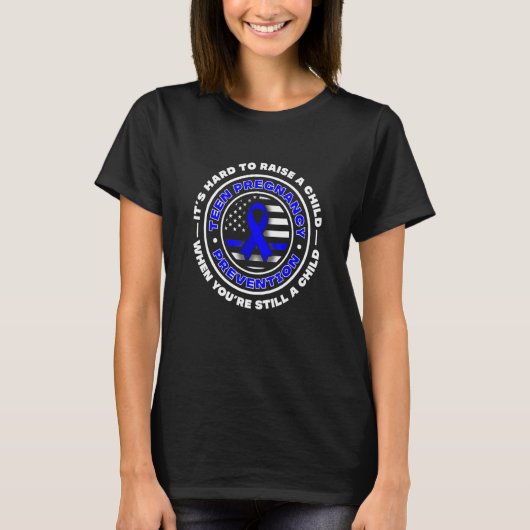 妊娠10代の予防認識度米国国旗 Tシャツ (正面)