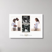 妊娠4写真コラージモノグラムイニシャル キャンバスプリント (正面)