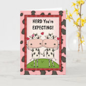 妊娠 - 妊婦のための牛 カード (黄色い花)