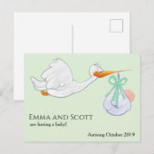 妊娠 新生児の誕生 運ぶコウテイペンギン かわいい ポストカード (正面/裏面)