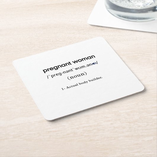 妊婦おもしろい定義 スクエアペーパーコースター (アングル)