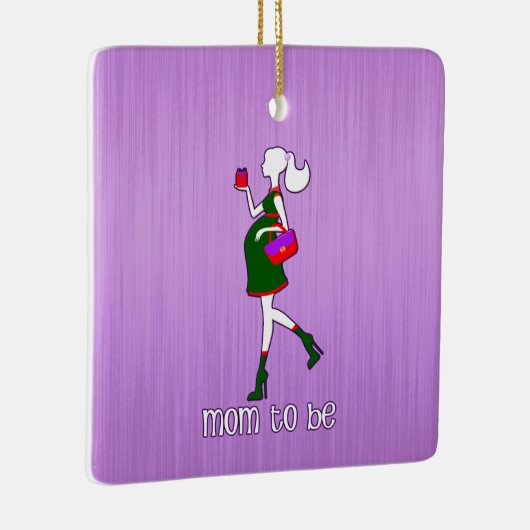 妊婦のでカスタムでパーソナライズな一流の日付があるお母さん セラミックオーナメント (右)