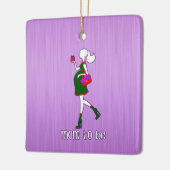 妊婦のでカスタムでパーソナライズな一流の日付があるお母さん セラミックオーナメント (左)