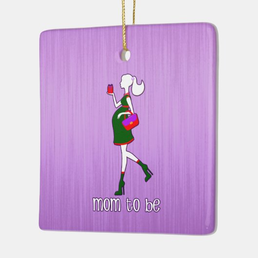 妊婦のでカスタムでパーソナライズな一流の日付があるお母さん セラミックオーナメント (左)