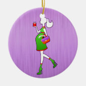 妊婦のでパーソナライズな日付がついているがあるかわいいお母さん セラミックオーナメント (正面)