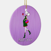 妊婦のでパーソナライズな日付がついているがあるかわいいお母さん セラミックオーナメント (右)