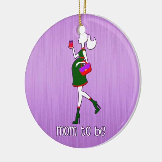 妊婦のでパーソナライズな日付がついているがあるかわいいお母さん セラミックオーナメント (左)