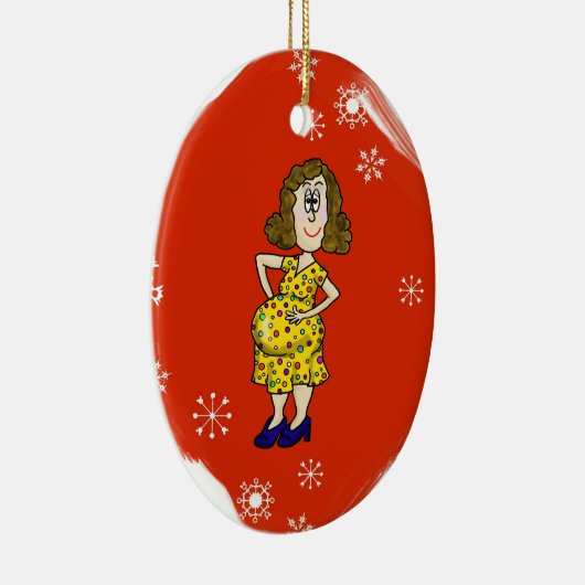 妊婦のクリスマスのオーナメントはそれをカスタマイズ! セラミックオーナメント (右)