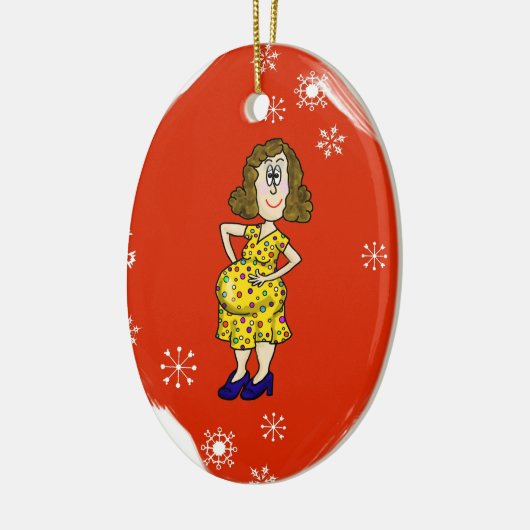 妊婦のクリスマスのオーナメントはそれをカスタマイズ! セラミックオーナメント (左)