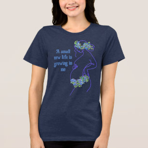 妊婦のシルエットと名言デザイン トライブレンドTシャツ