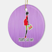 妊婦のパーソナライズな日付がついているがあるお母さん セラミックオーナメント (左)
