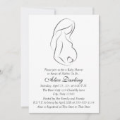 妊婦のプロフィールのハートのベビーシャワーの招待 招待状 (正面)