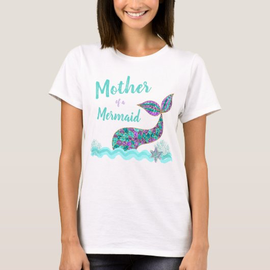 妊婦の人魚の母、誕生日Tシャツ Tシャツ (正面)