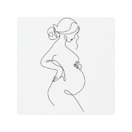 妊婦の優雅さ：妊婦ラインアート メタルプリント