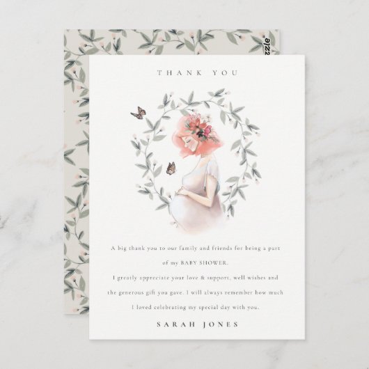 妊婦の紅葉ベイビーシャワーありがとう ポストカード (正面/裏面)